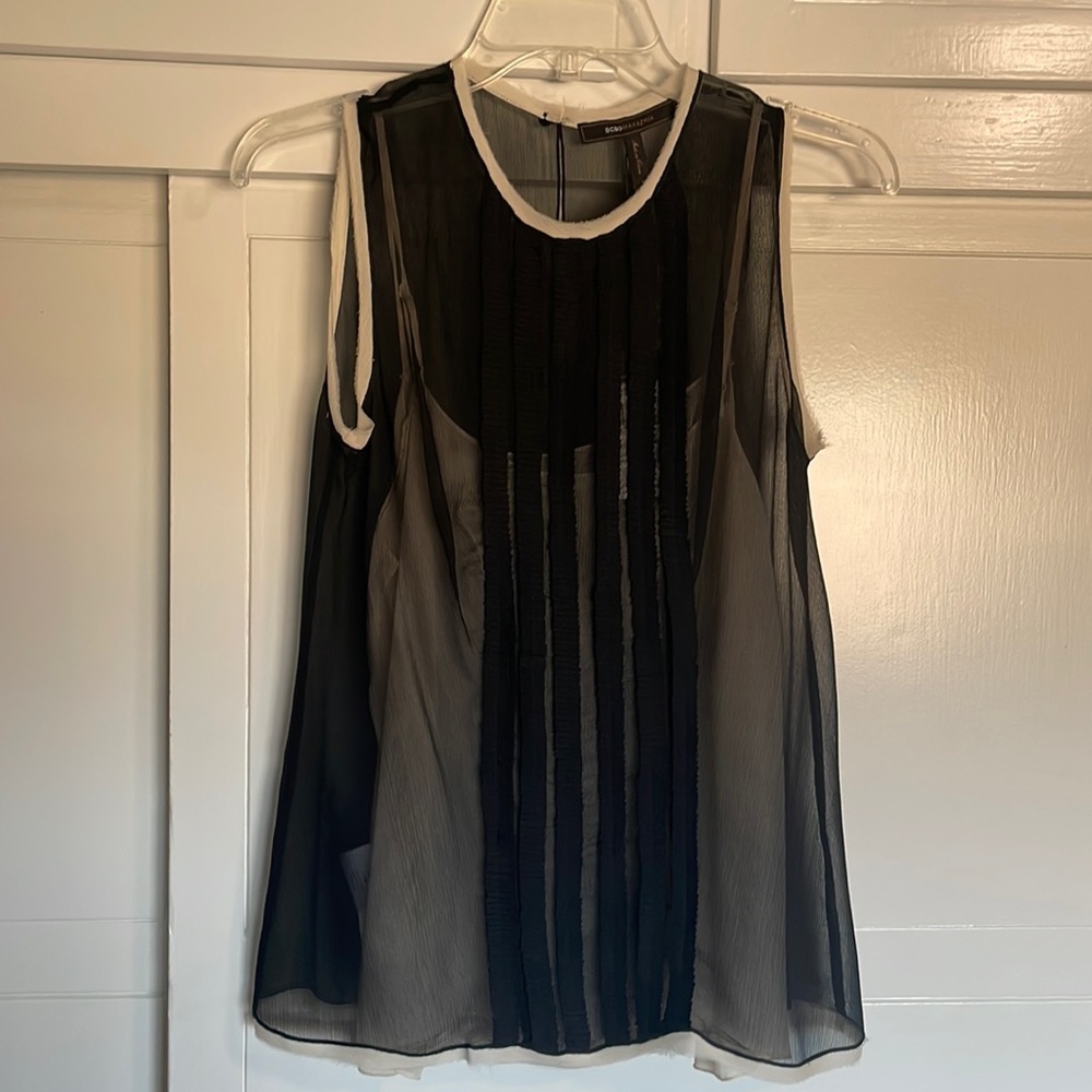 BCBG Black Sheer Blouse Small